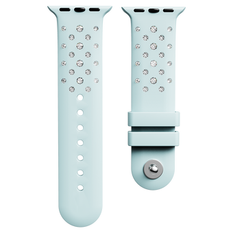 swarovski watch strap  silicone with stitching  blue  stainless steel