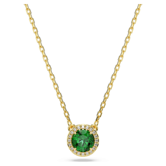 swarovski una angelic pendant round cut pav green gold tone plated
