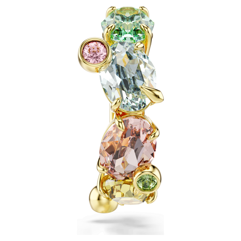 swarovski gema ear cuff  single  mixed cuts  multicolored  gold tone plated