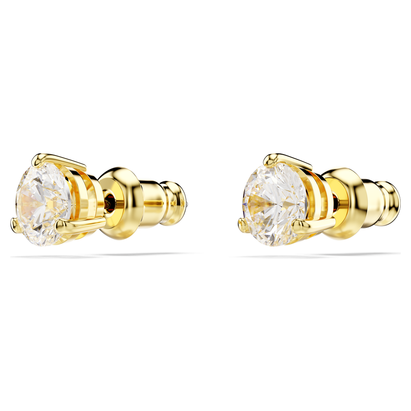 swarovski solitaire stud earrings  round cut  white  gold tone plated