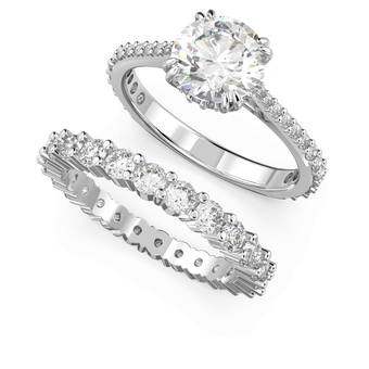 swarovski stilla ring set 2 round cut white rhodium plated