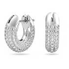 Dextera hoop earrings, Pavé crystal, Rhodium plated