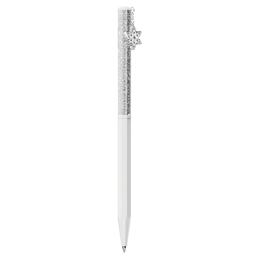 swarovski crystalline ballpoint pen  octagon shape  snowflake  white  white lacquered
