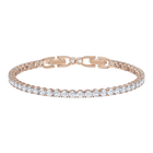 Tennis Deluxe Bracelet, White, Rose-gold tone plated