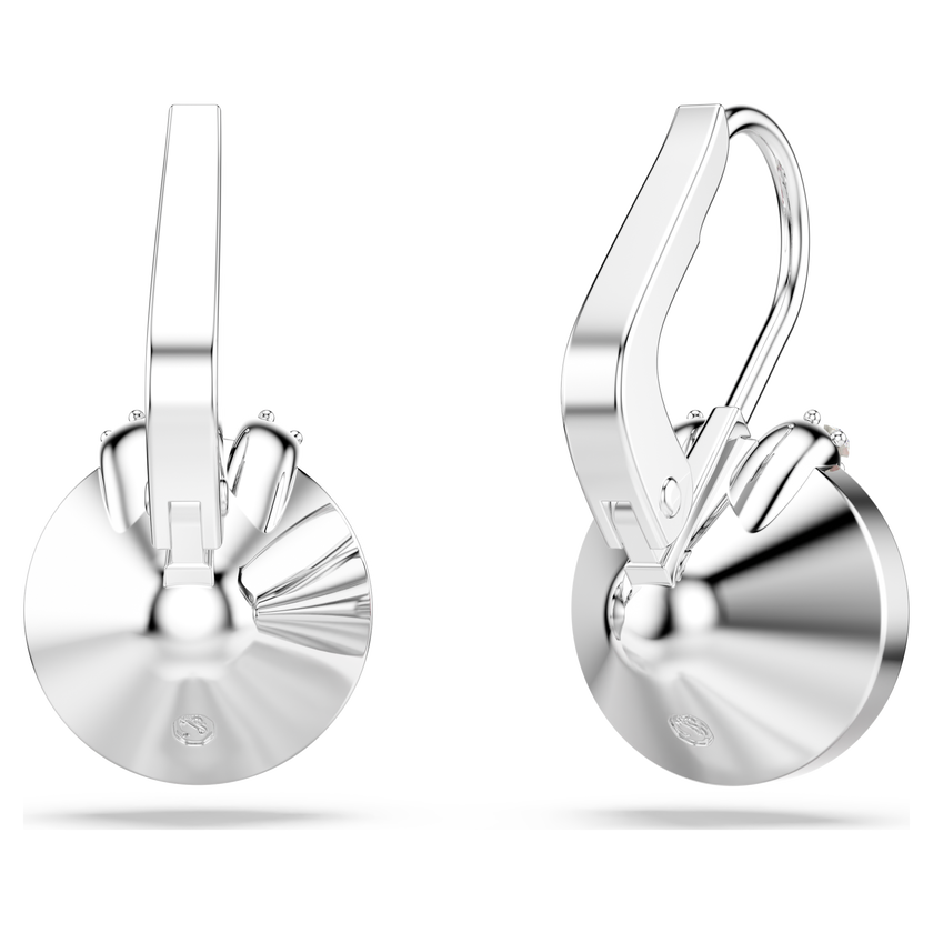 swarovski bella v drop earrings  round cut  pink  rhodium plated