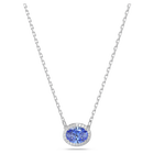 Constella necklace, Oval cut, Blue, Rhodium plated