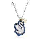 Pop Swan pendant, Swan, Blue, Rhodium plated