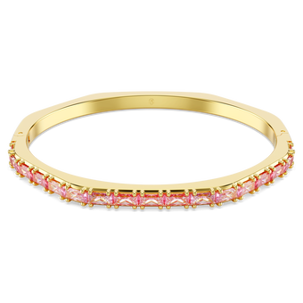swarovski matrix bangle  baguette cut  pink  gold tone plated