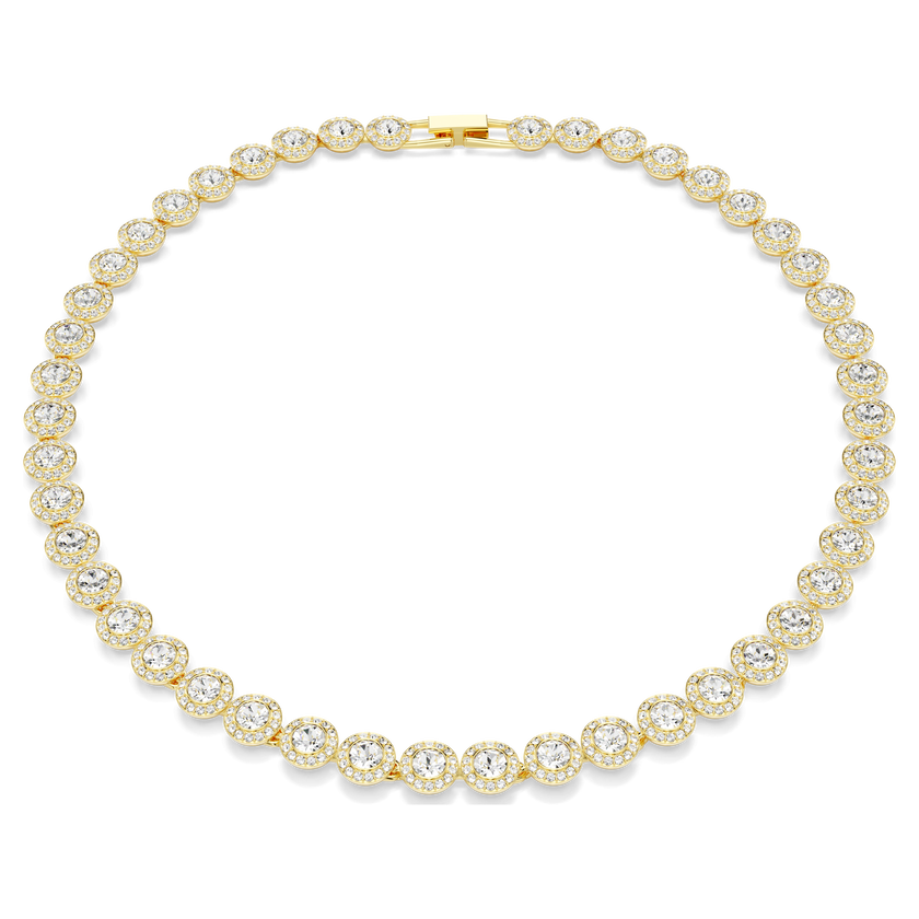 swarovski una angelic tennis necklace  round cut  white  gold tone plated