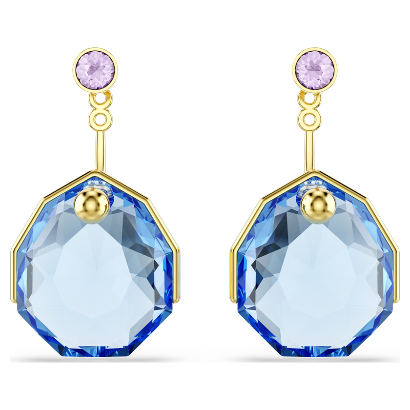 swarovski gema earring jackets  blue  gold tone plated
