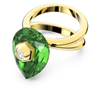 Numina ring, Pear cut crystal, Green, Gold-tone plated