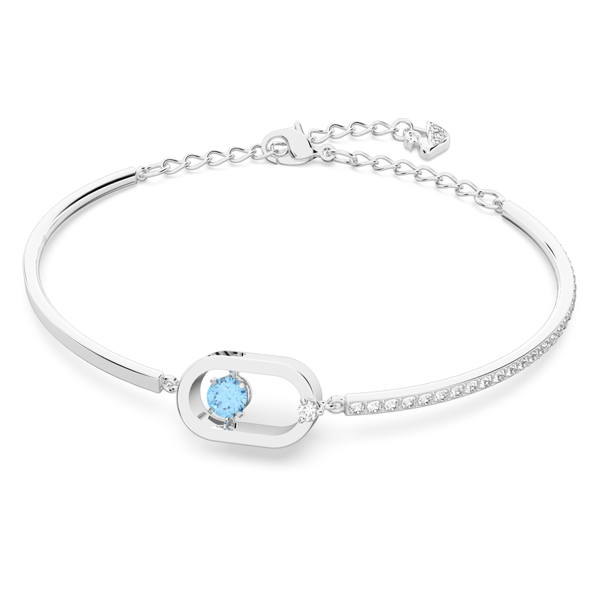 swarovski sparkling dance bracelet  round cut  oval shape  blue  rhodium plated
