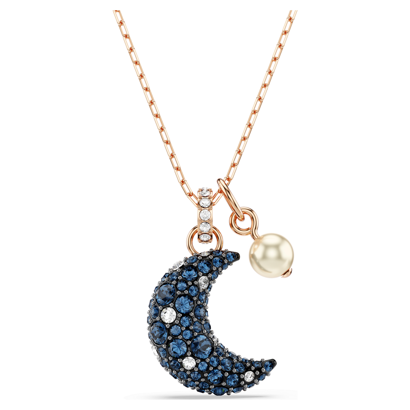 swarovski sublima pendant  crystal pearl  moon  multicolored  rose gold tone plated