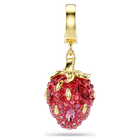 swarovski idyllia charm  mixed cuts  strawberry  red  gold tone plated