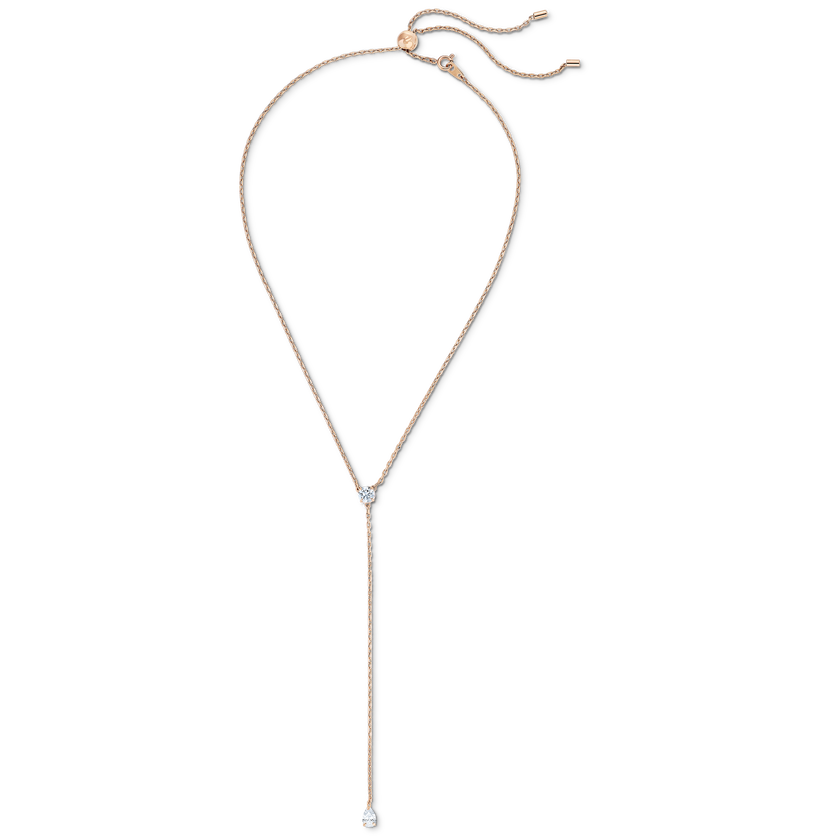Attract Soul Y Necklace, White, Rose-gold tone plated