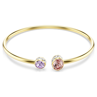 swarovski chroma bangle  mixed cuts  multicolored  gold tone plated