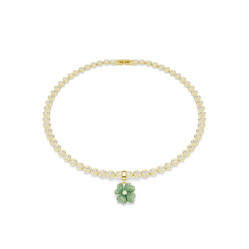 swarovski idyllia charm  clover  green  gold tone plated