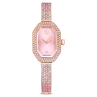 swarovski dextera bangle watch swiss made metal bracelet pink rose gold tone plated