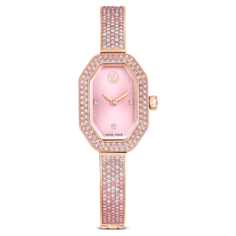 swarovski dextera bangle watch swiss made metal bracelet pink rose gold tone plated