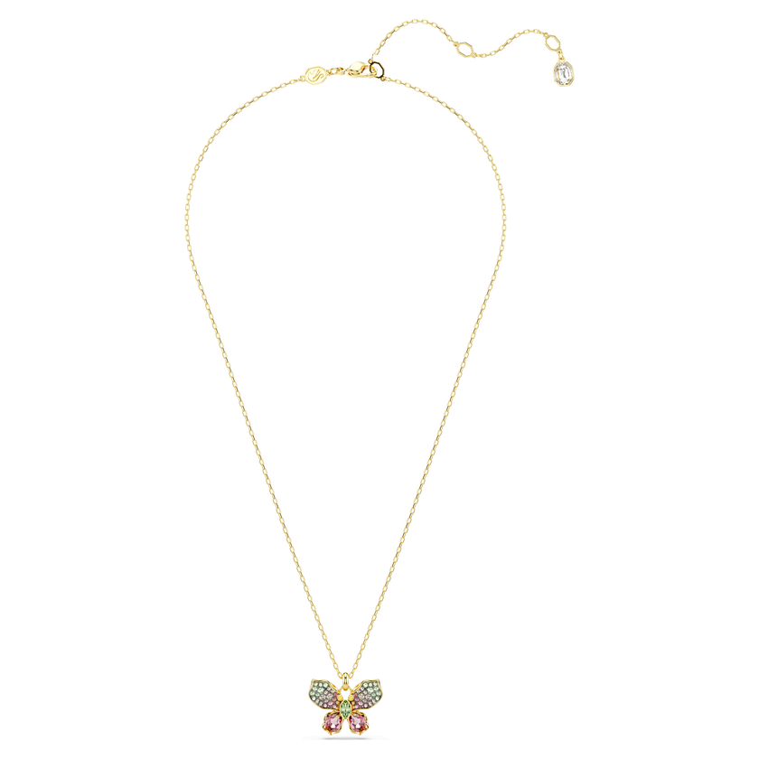swarovski idyllia pendant  mixed cuts  pav   butterfly  multicolored  mixed metal finish