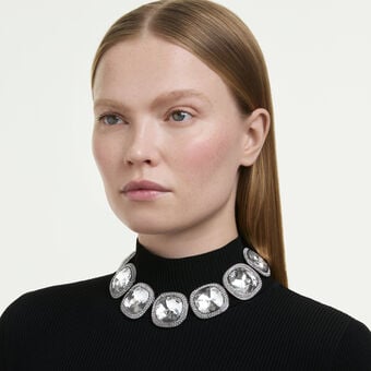swarovski una angelic choker  cushion cut  white  ruthenium plated