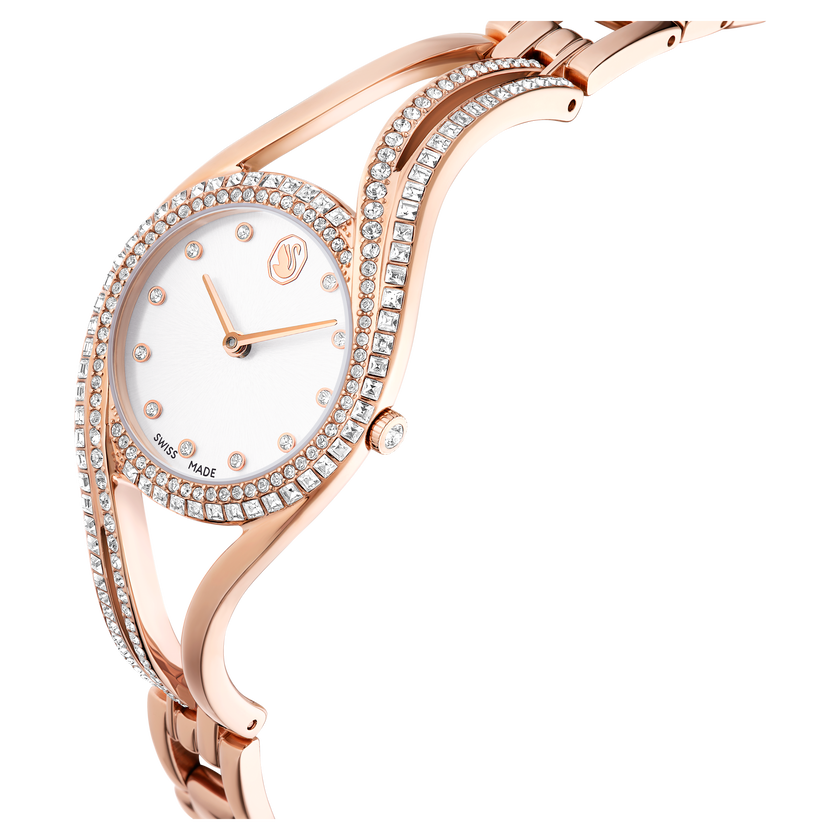 swarovski hyperbola bangle watch  swiss made  metal bracelet  rose gold tone  rose gold tone finish