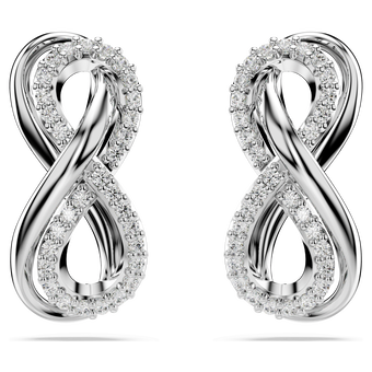 swarovski hyperbola stud earrings infinity white rhodium plated