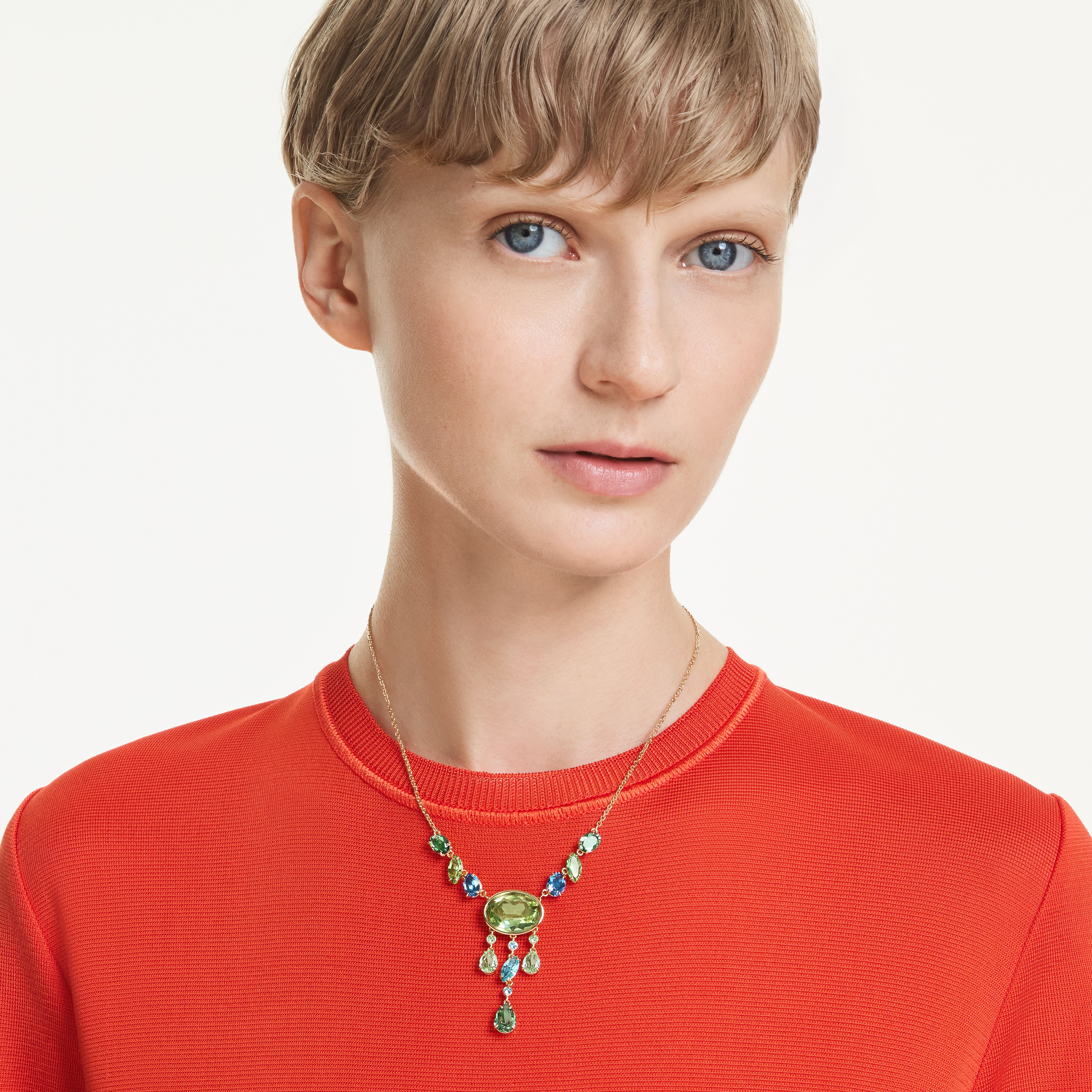 swarovski gema y necklace  mixed cuts  multicolored  gold tone plated