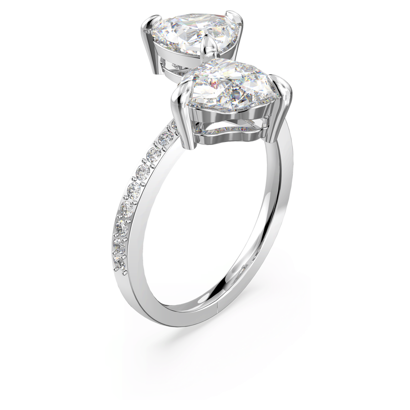 swarovski mesmera open ring  heart  white  rhodium plated