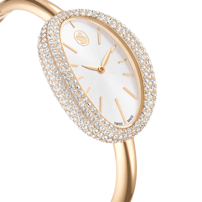 swarovski imber bangle watch  swiss made  metal bracelet  gold tone  champagne gold tone finish