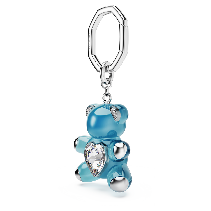 swarovski teddy key ring  bear  blue  rhodium plated