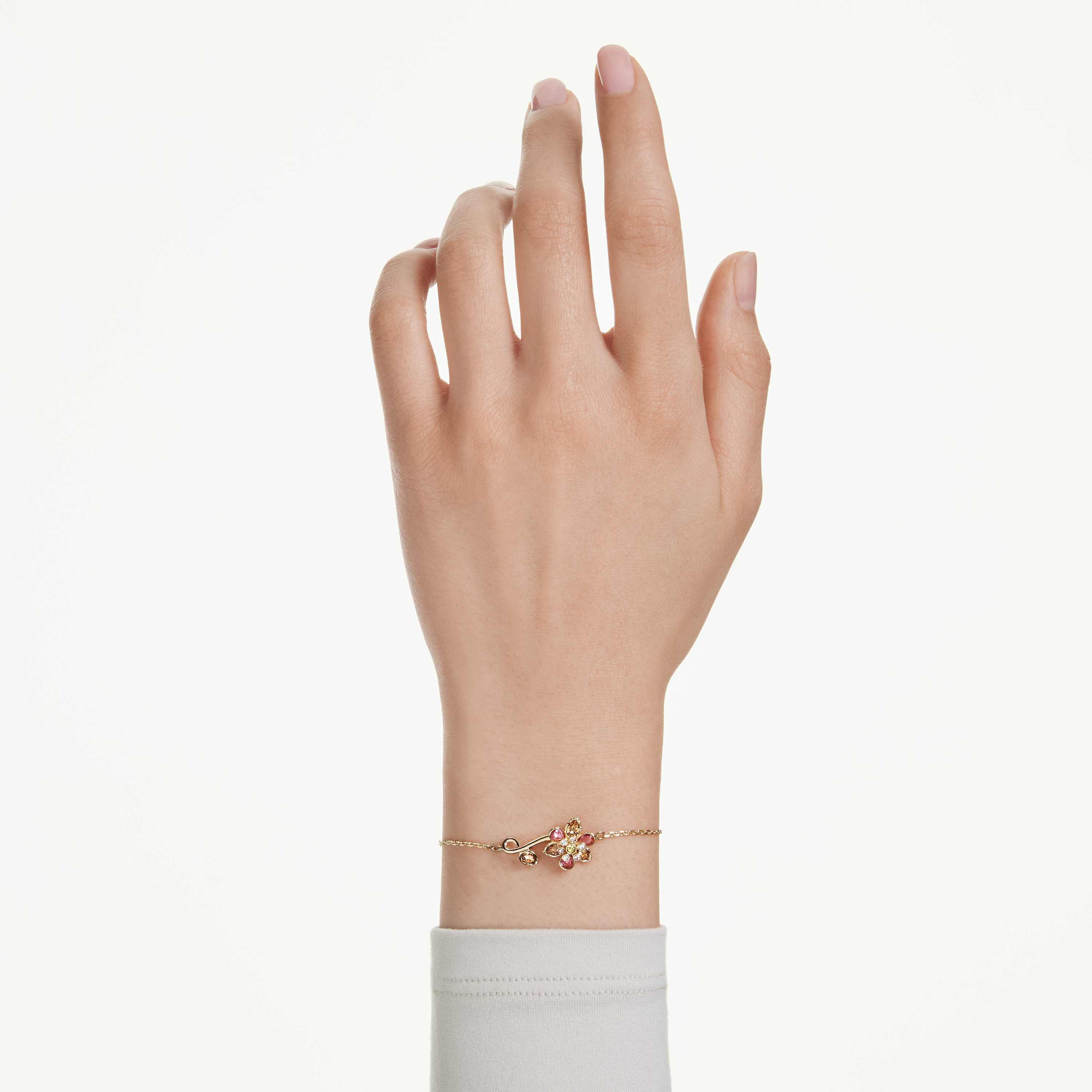 swarovski idyllia bracelet  mixed cuts  flower  multicolored  gold tone plated