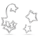 Stella ear cuff set, Single, White, Rhodium plated