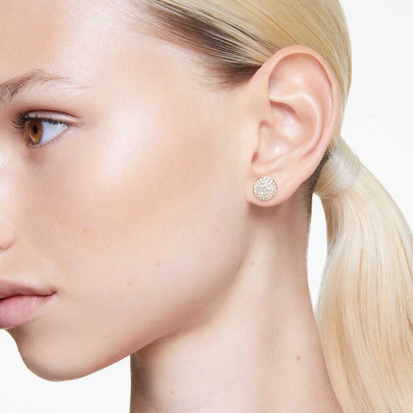 swarovski sublima stud earrings  white  gold tone plated