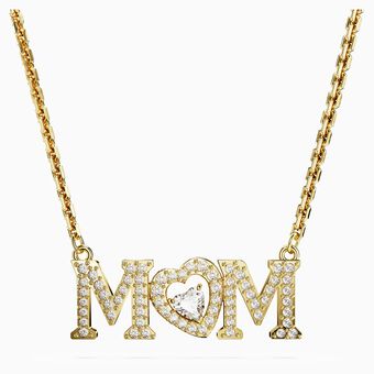 Mother’s Day necklace, Heart, White, Gold-tone plated
