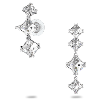 swarovski millenia drop earring  asymmetrical  set  white  rhodium plated