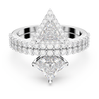 Ortyx ring, Triangle cut, White, Rhodium plated
