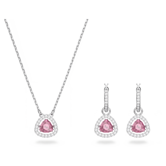 swarovski millenia set  trilliant cut  pink  rhodium plated