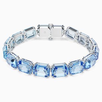 Millenia Tennis bracelet, Octagon cut, Color gradient, Blue, Rhodium plated swarovski millenia tennis bracelet octagon cut color gradient blue rhodium plated