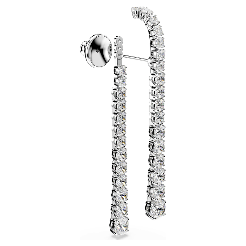 swarovski matrix drop earrings  gradient of round cuts  white  rhodium plated