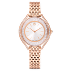 swarovski crystalline aura watch  swiss made  metal bracelet  rose gold tone  rose gold tone finish