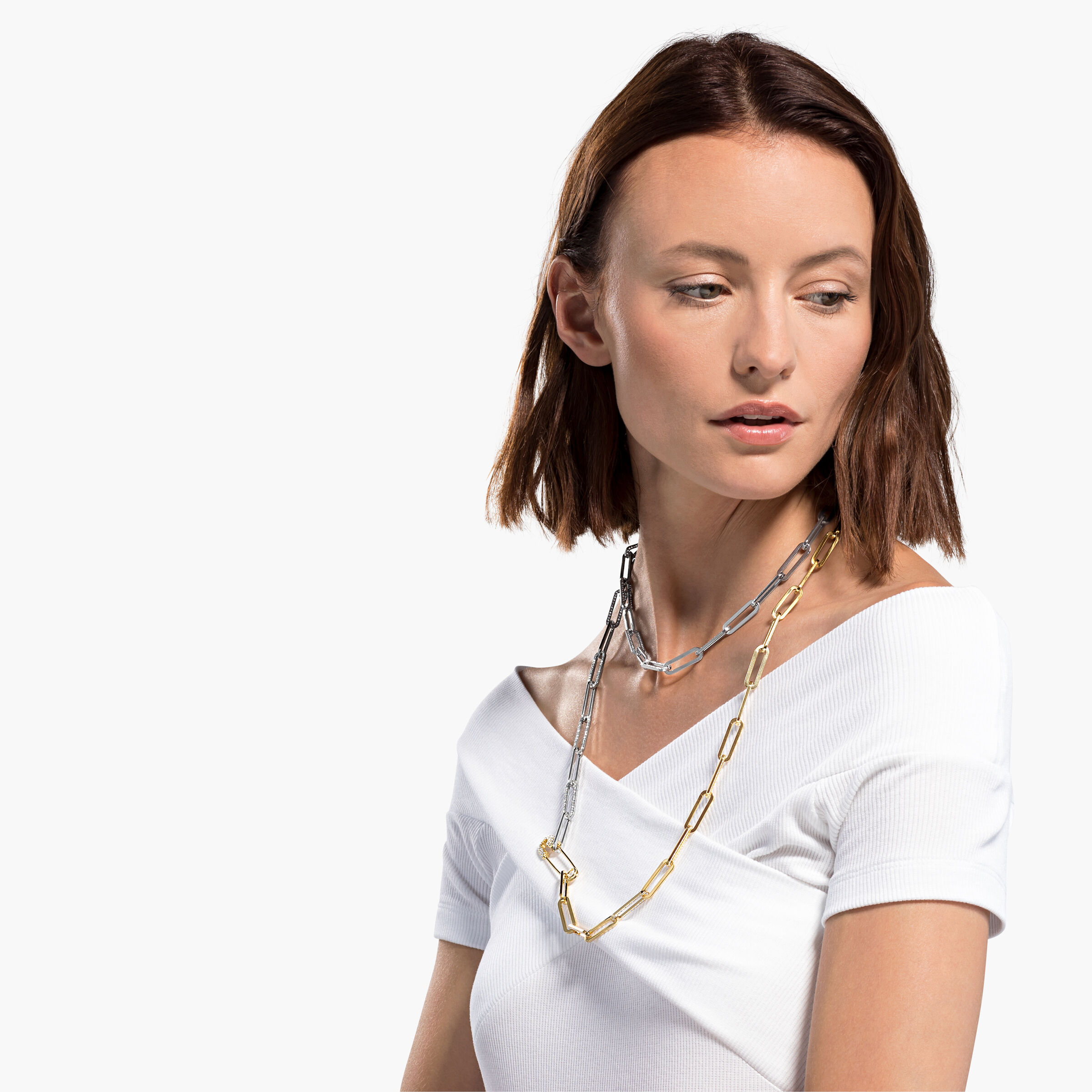 Buy Swarovski So Cool necklace Safety pin Extra long White