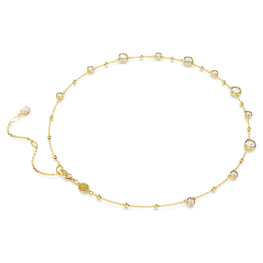 swarovski imber necklace  round cut  scattered design  white  gold tone plated