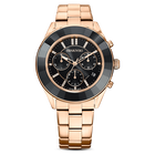 Octea Lux Sport watch, Metal bracelet, Black, Rose-gold tone PVD