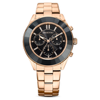 Octea Lux Sport watch, Metal bracelet, Black, Rose-gold tone PVD