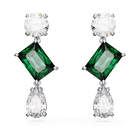swarovski mesmera drop earrings mixed cuts green rhodium plated