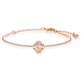 swarovski una bangle clover pink rose gold tone plated