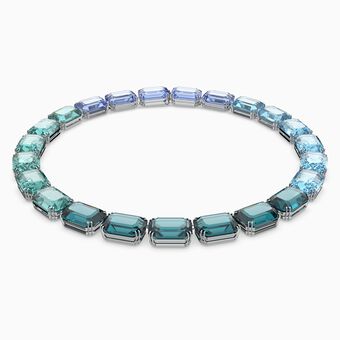 Millenia necklace, Octagon cut crystals, Multicolored, Rhodium plated