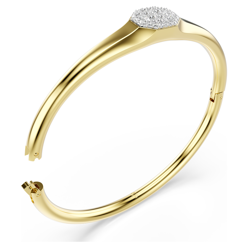 swarovski dextera bangle  round cut  white  gold tone plated