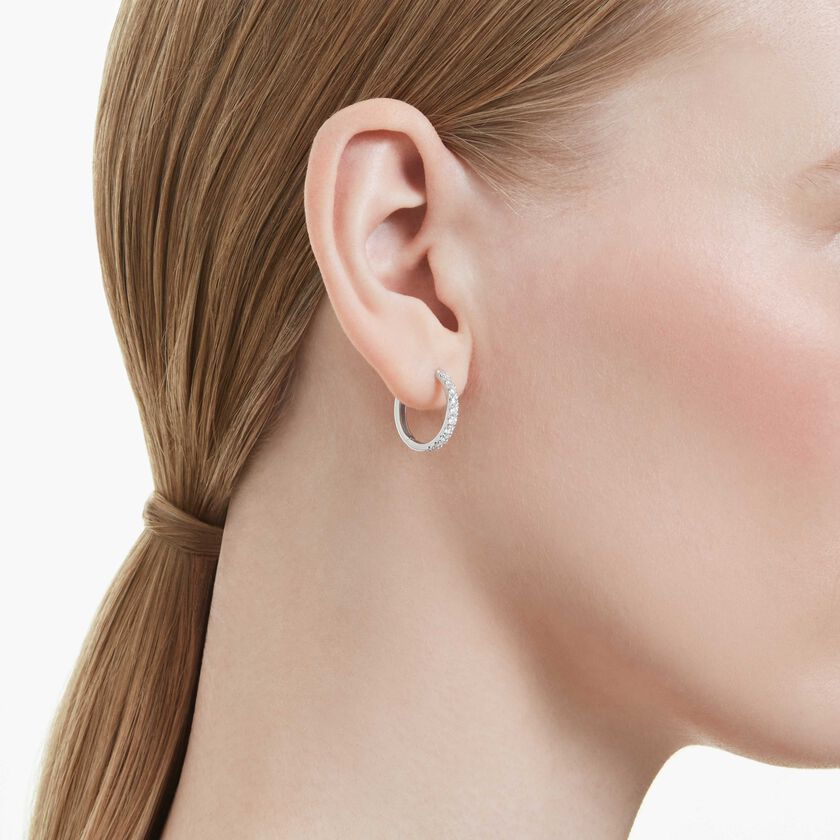 swarovski eternity hoop earrings  lab grown diamonds 0 56 ct tw  round shape  sterling silver